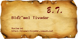 Blümel Tivadar névjegykártya
